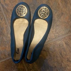 Teal Flats with gold emblem